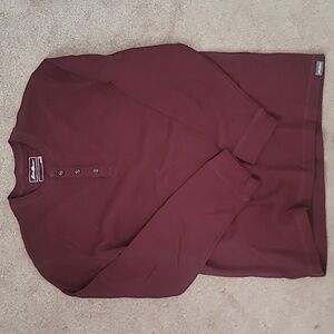 ⛰️ Eddie Bauer Long Sleeve Button Henley - Maroon - Large